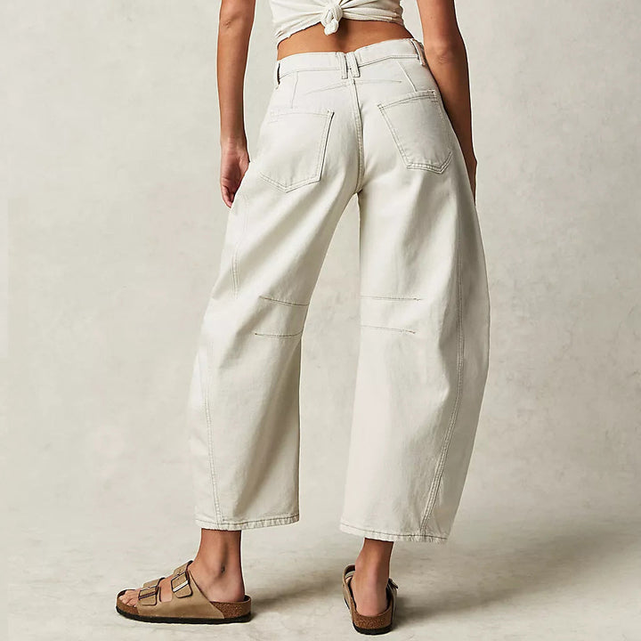 Milena | Spijkerbroek jeans met wijde pijpen en een lage taille-Wijde Broeken-Calora-Wit-S-Calora
