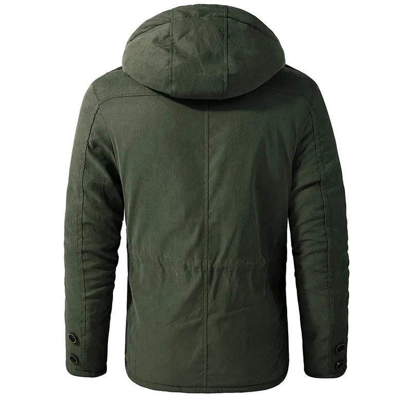 CALORA_ Militaire Parka met warme voering en capuchon