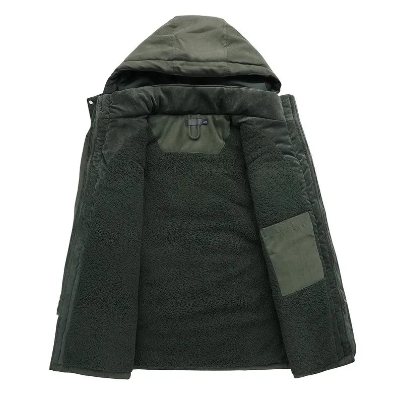 CALORA_ Militaire Parka met warme voering en capuchon