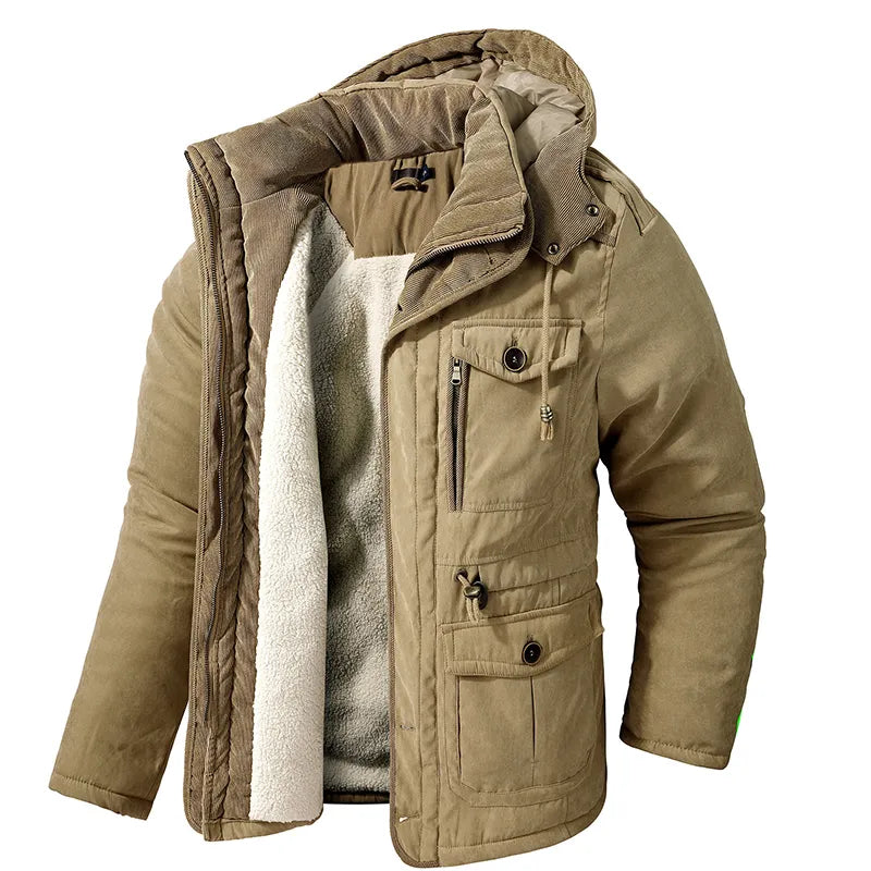 CALORA_ Militaire Parka met warme voering en capuchon
