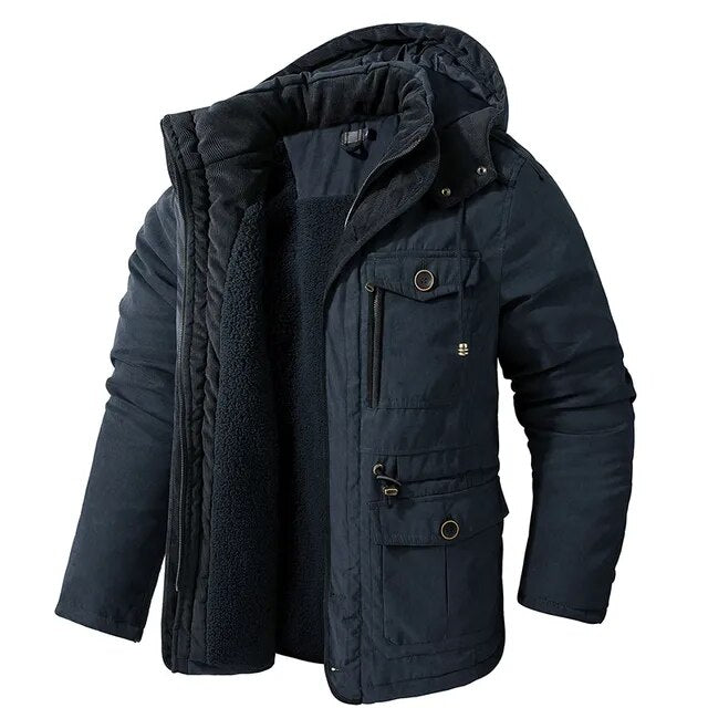 CALORA_ Militaire Parka met warme voering en capuchon
