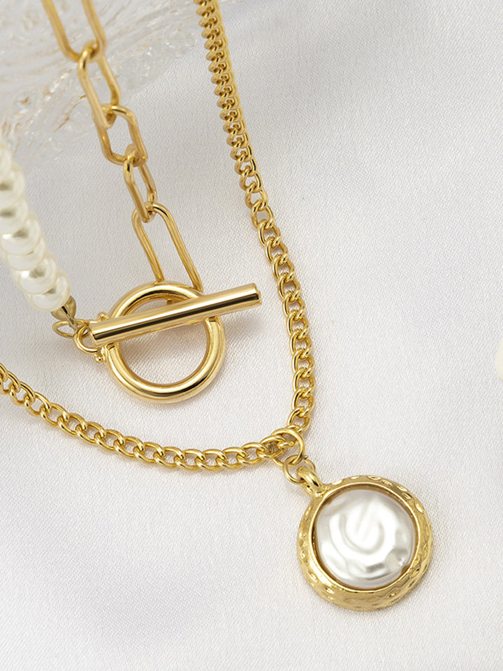 Minera | Parel hanger Ketting set-Kettingen-Calora-Goud-One Size-Calora