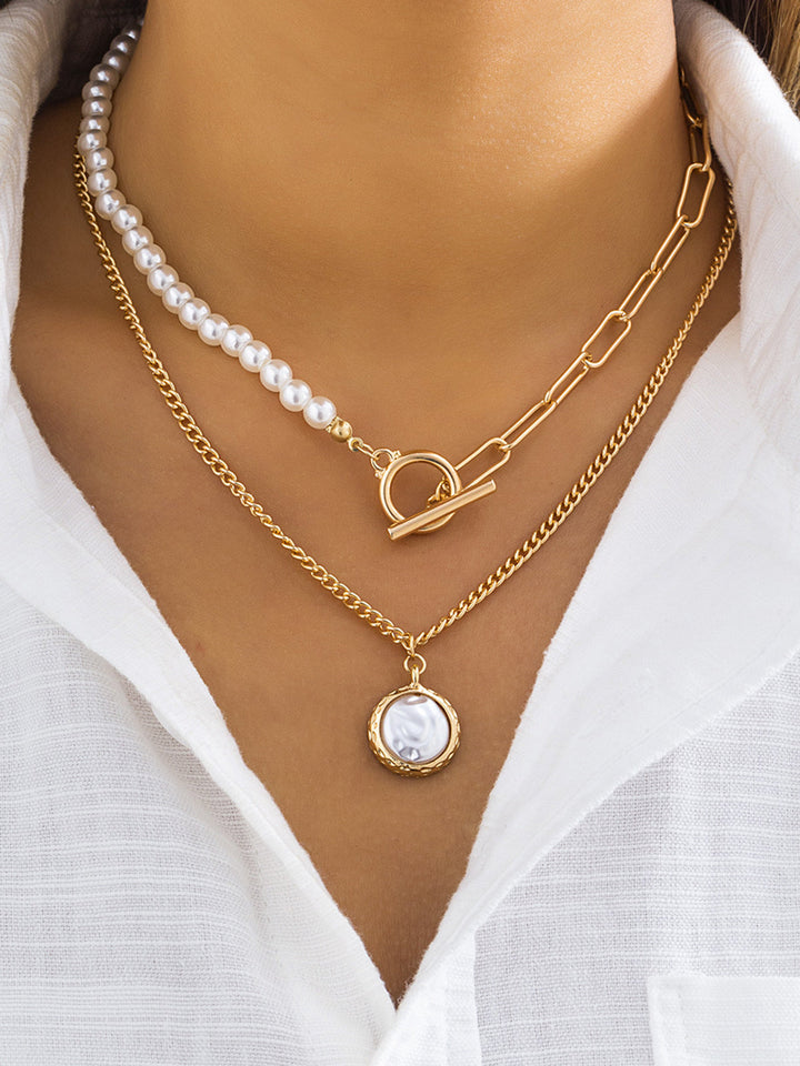 Minera | Parel hanger Ketting set-Kettingen-Calora-Goud-One Size-Calora