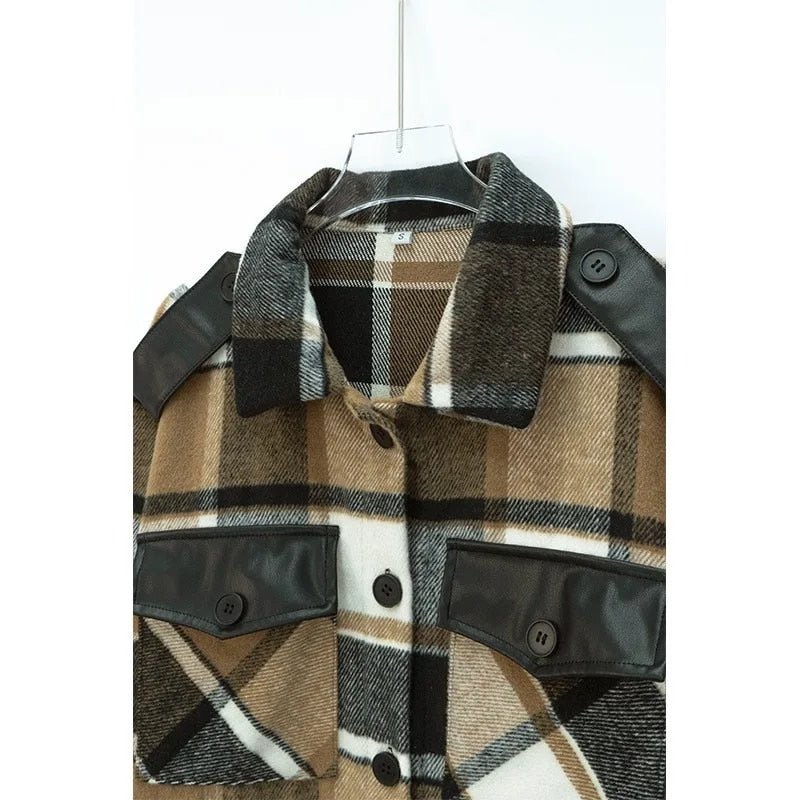 Minerva | Stijlvolle geruite Blazer Jas-Blazers & Vesten-Calora-Bruin-S-Calora