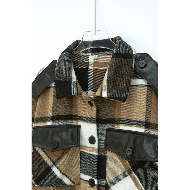 Minerva | Stijlvolle geruite Blazer Jas-Blazers & Vesten-Calora-Bruin-S-Calora