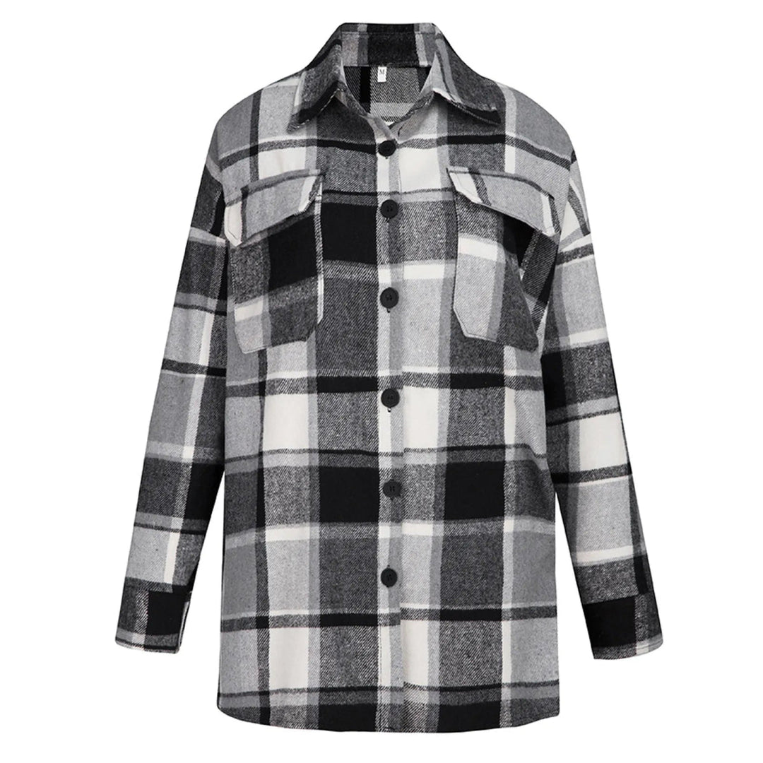Minerva | Stijlvolle geruite Blazer Jas-Blazers & Vesten-Calora-Bruin-S-Calora