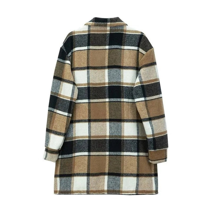 Minerva | Stijlvolle geruite Blazer Jas-Blazers & Vesten-Calora-Bruin-S-Calora
