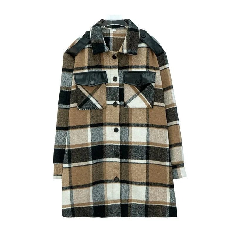 Minerva | Stijlvolle geruite Blazer Jas-Blazers & Vesten-Calora-Bruin-S-Calora