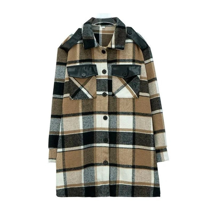 Minerva | Stijlvolle geruite Blazer Jas-Blazers & Vesten-Calora-Bruin-S-Calora