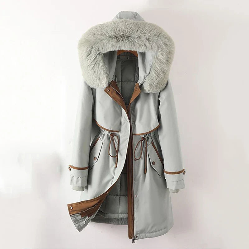 Mireille | Winterjas voor dames met afneembare binnencapuchon-Zomer Jassen-Calora-Champagne-M-Calora