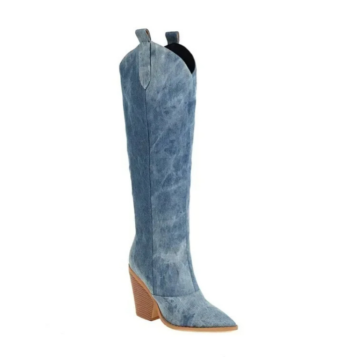 Mirelle | Suède Hoge Laarzen met Hak-Laarzen-Calora-Blauw-34-Calora