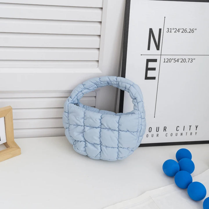 CALORA_ Mode Mini Puffer Draagtas Elegante Paarse Gewatteerde Telefoontas