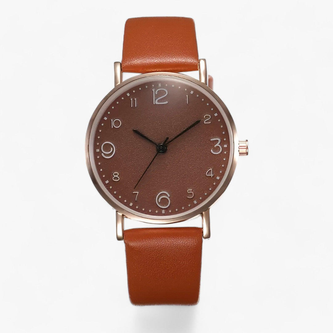 Modern Rond kwarts Polshorloge-Horloges-Calora-Bruin-Calora