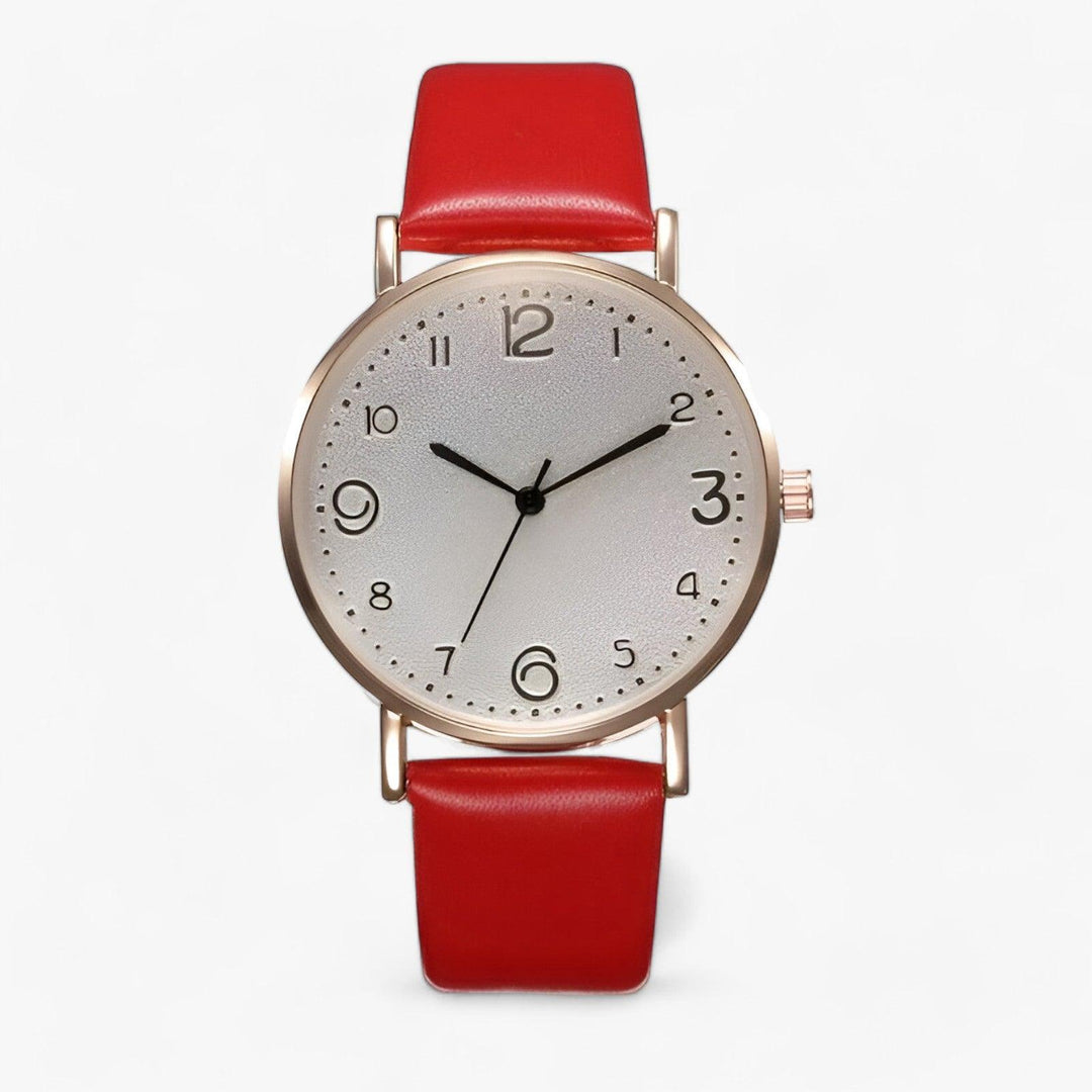 Modern Rond kwarts Polshorloge-Horloges-Calora-Rood-Calora