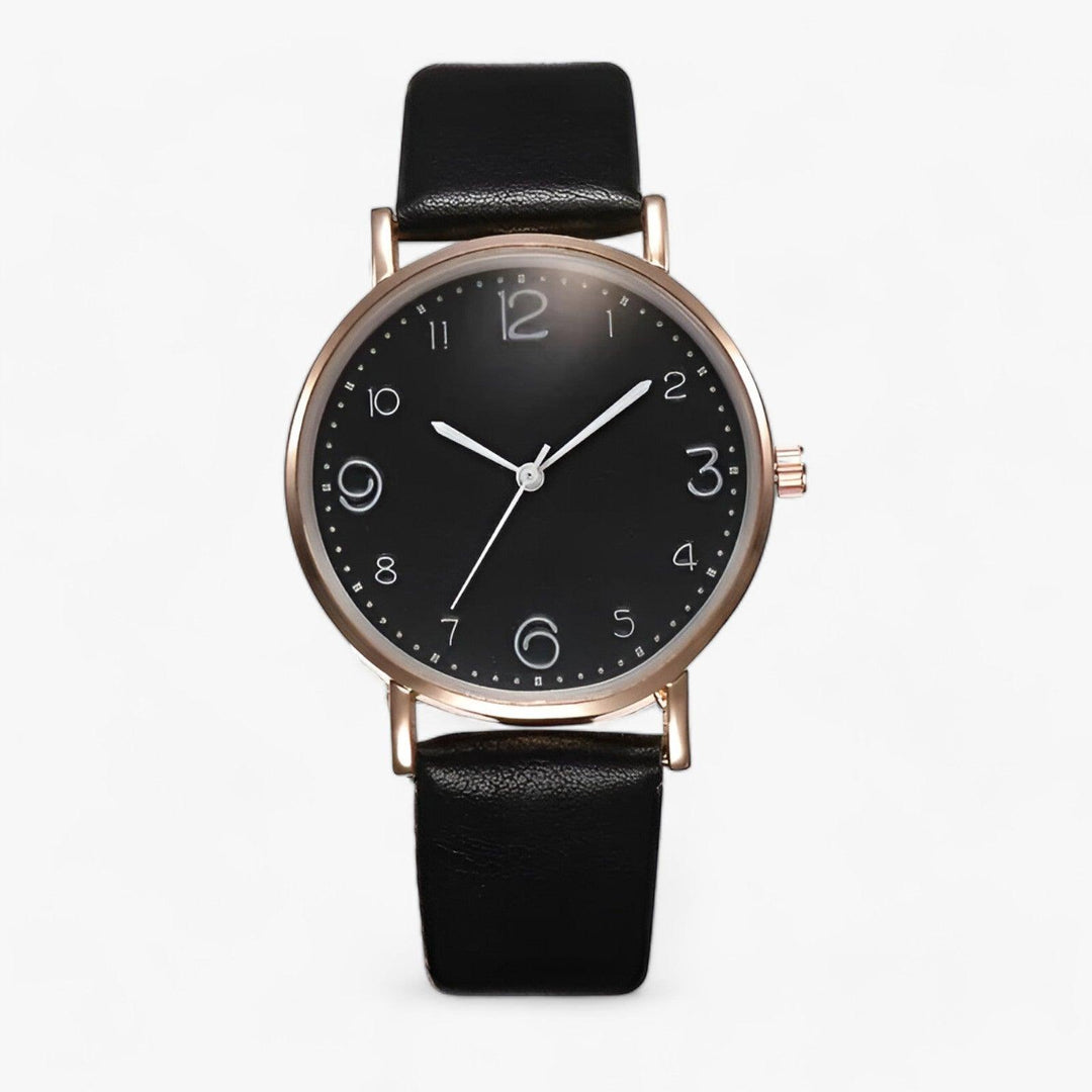 Modern Rond kwarts Polshorloge-Horloges-Calora-Zwart-Calora