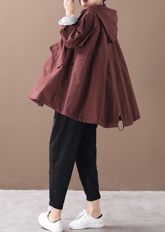 Moderne baggy plus size Regen Jas met capuchon voor dames-Zomer Jassen-Calora-Bruin-S-Calora