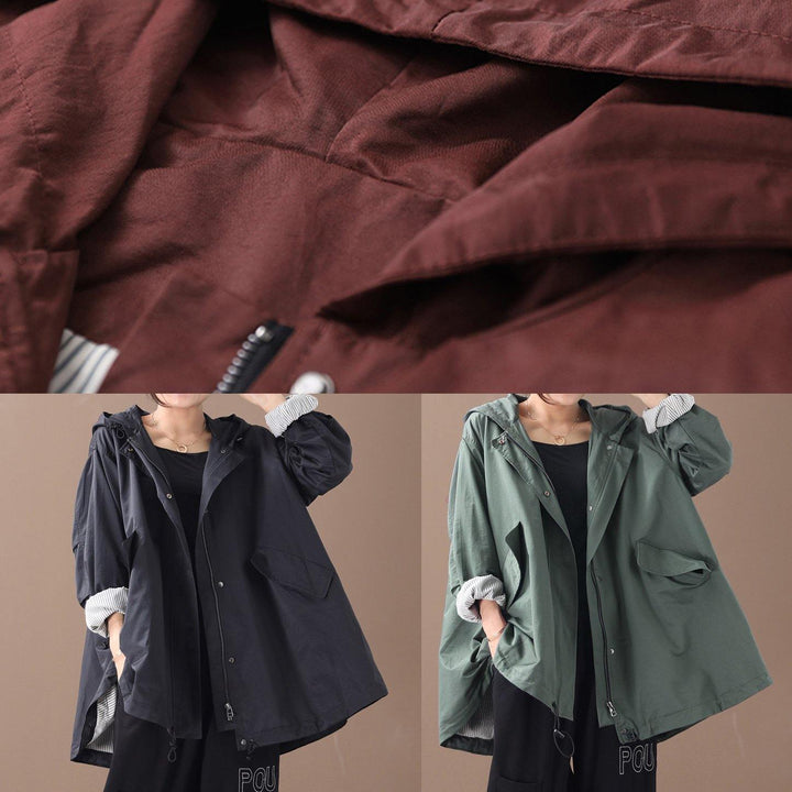 Moderne baggy plus size Regen Jas met capuchon voor dames-Zomer Jassen-Calora-Groen-S-Calora