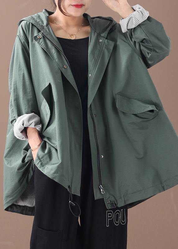 Moderne baggy plus size Regen Jas met capuchon voor dames-Zomer Jassen-Calora-Groen-S-Calora