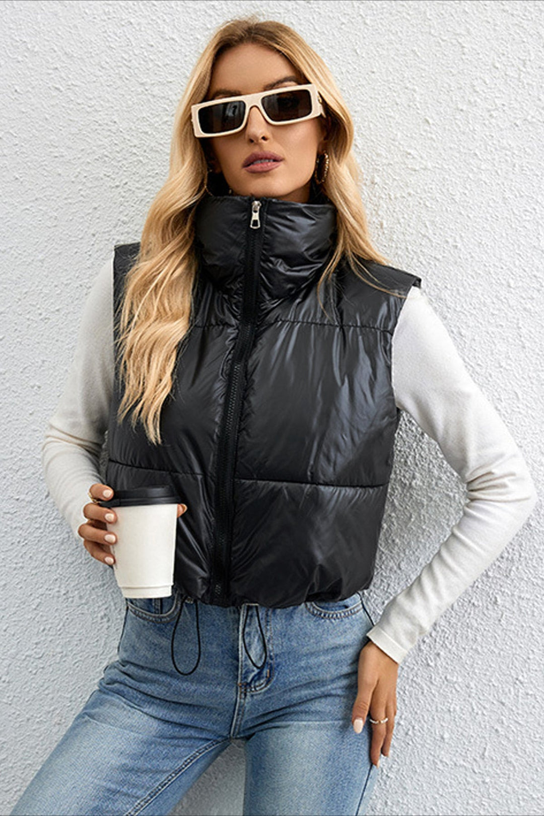 CALORA_ Moderne Casual Puffer Gilet voor Dames