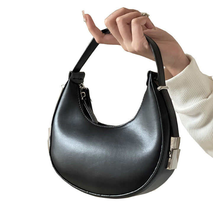 CALORA_ Moderne Dames Okseltas - Handtas met Lock Crescent Ontwerp
