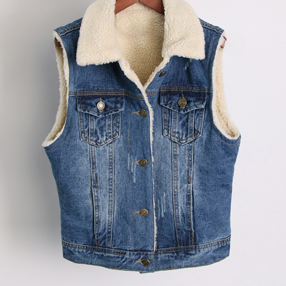 CALORA_ Modieus Denim Vest voor Dames - Comfortabel en Stijlvol Gilet