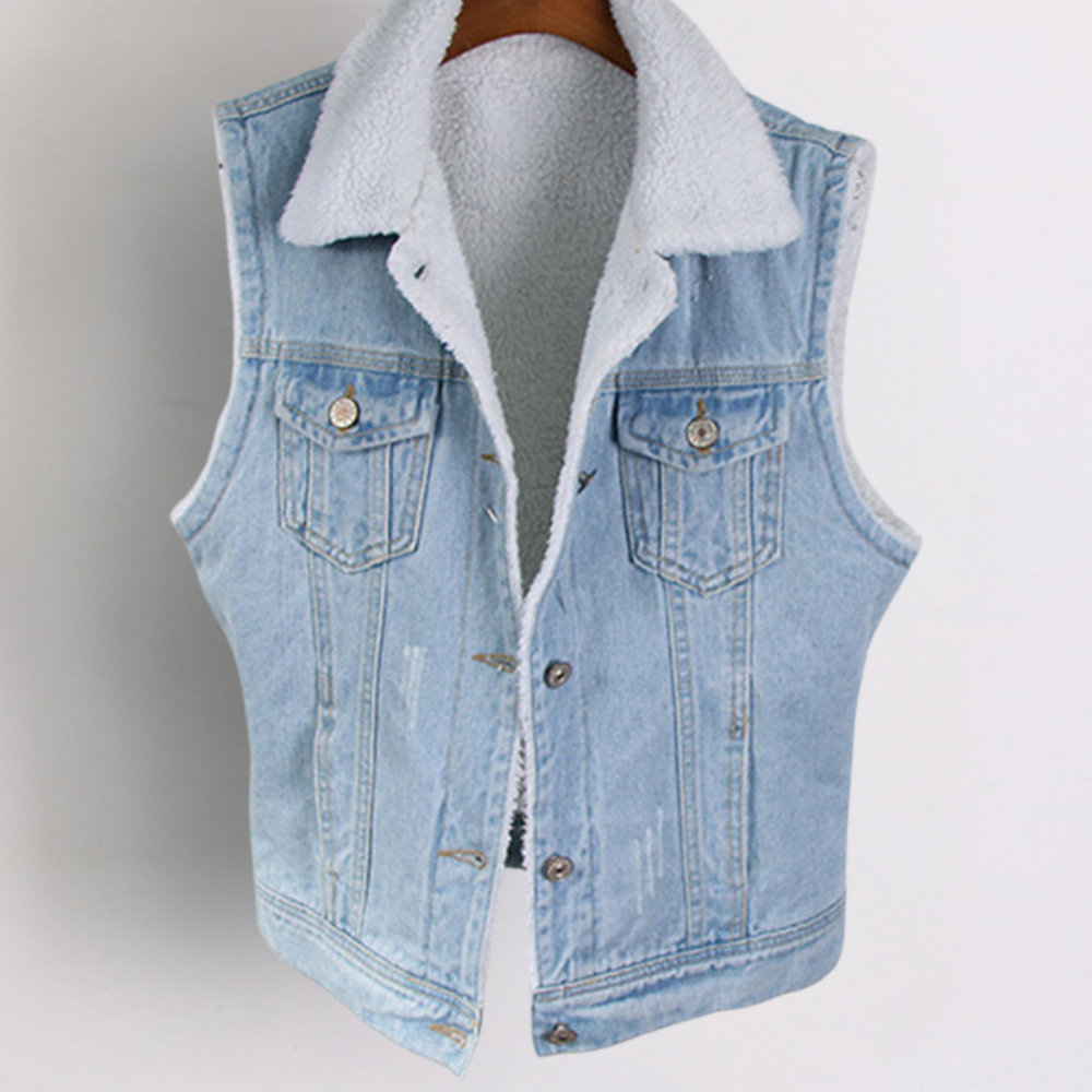 CALORA_ Modieus Denim Vest voor Dames - Comfortabel en Stijlvol Gilet