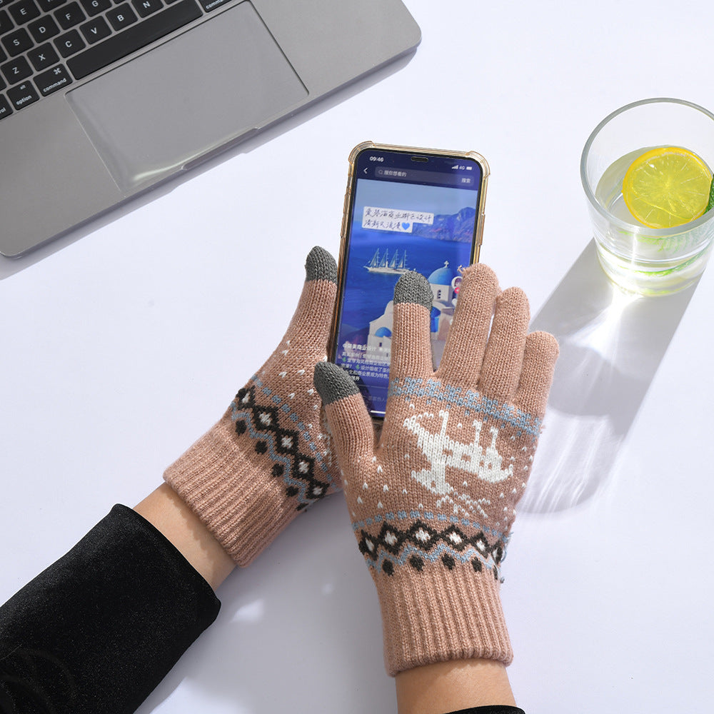 CALORA_ Modieuze Dikke Fleece Handschoenen voor Volwassenen met Touchscreen