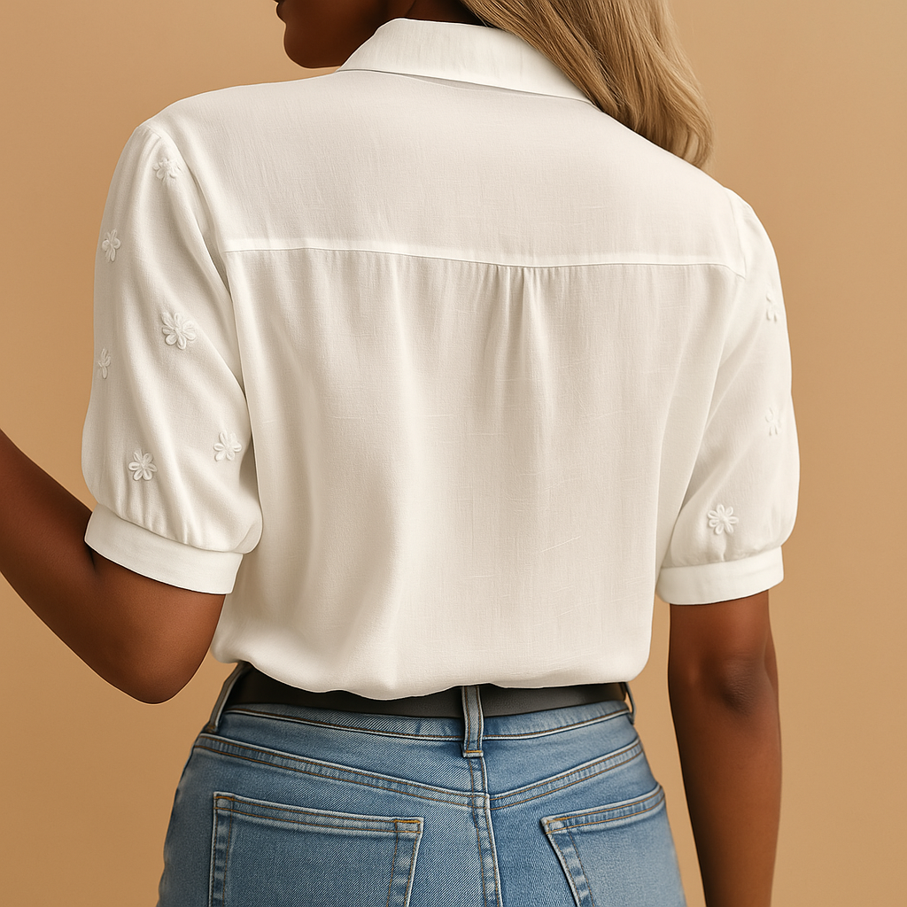 CALORA_ Modieuze Witte Blouse Voor Dames Met Elegante Pasvorm