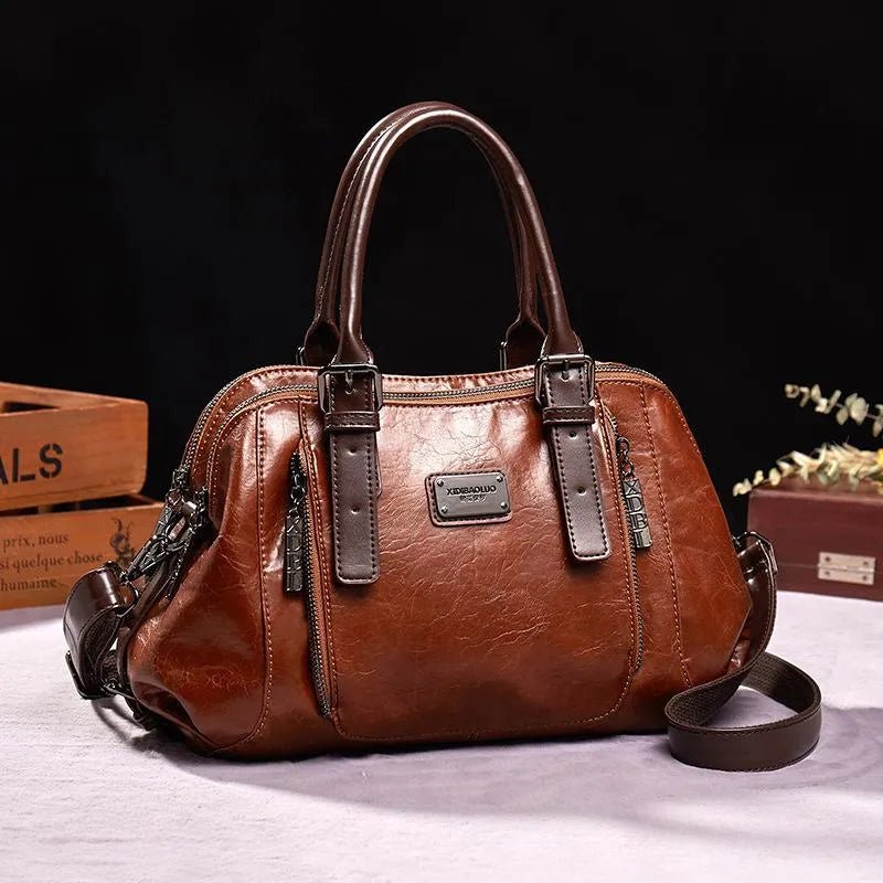 Morino | Elegante Italiaanse Leren Tas-Handtassen-Calora-Bruin - Marro-Calora