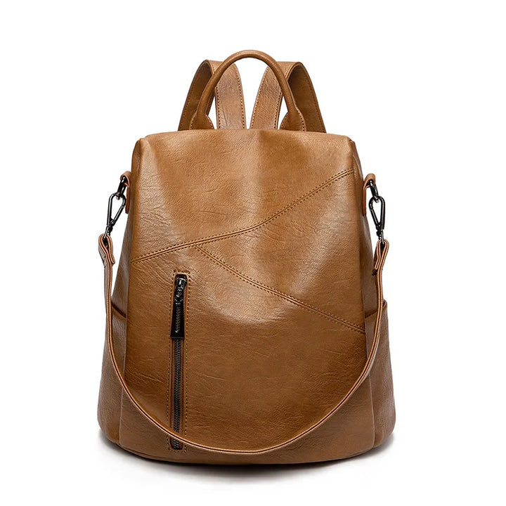 Morino | Leren Rugzak Vrouwen - Patchwork Anti-Diefstal Reistas - 31 x 32 x 15cm-Handtassen-Calora-Bruin-Calora
