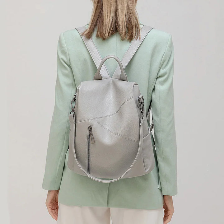 Morino | Leren Rugzak Vrouwen - Patchwork Anti-Diefstal Reistas - 31 x 32 x 15cm-Handtassen-Calora-Grijs-Calora