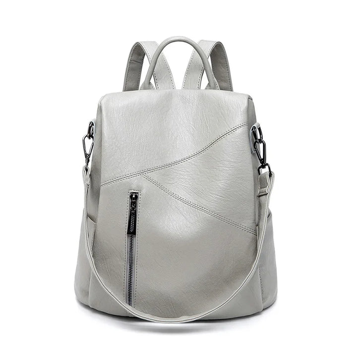 Morino | Leren Rugzak Vrouwen - Patchwork Anti-Diefstal Reistas - 31 x 32 x 15cm-Handtassen-Calora-Grijs-Calora