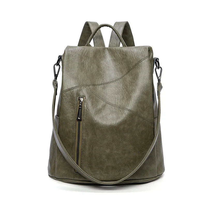 Morino | Leren Rugzak Vrouwen - Patchwork Anti-Diefstal Reistas - 31 x 32 x 15cm-Handtassen-Calora-Legergroen-Calora