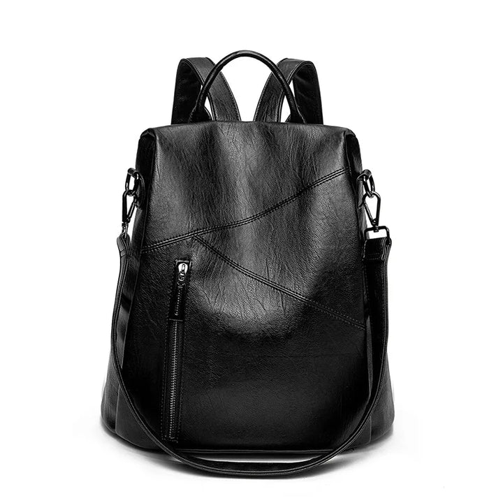 Morino | Leren Rugzak Vrouwen - Patchwork Anti-Diefstal Reistas - 31 x 32 x 15cm-Handtassen-Calora-Zwart-Calora