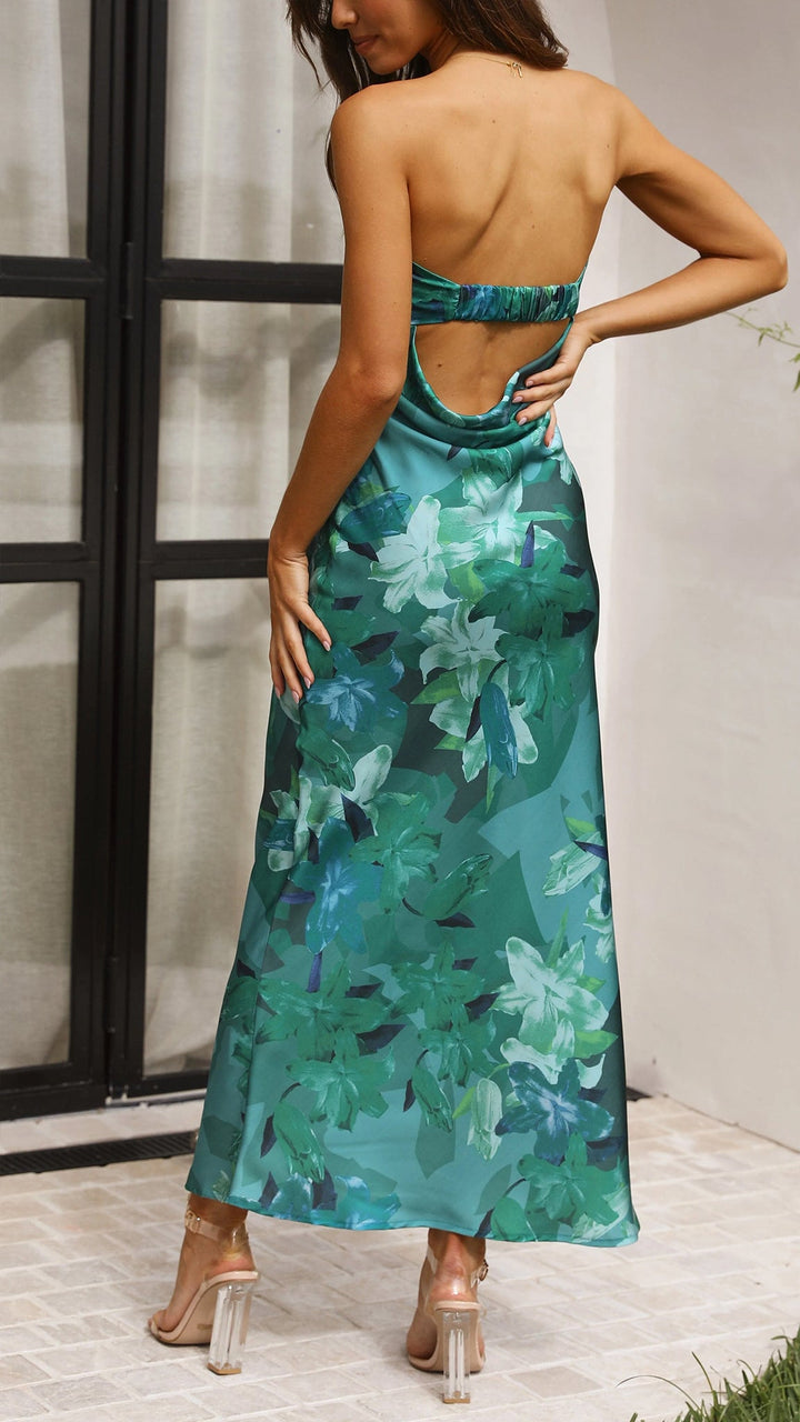 Mouwloze Bloemen Maxi Jurk Met Vloeiende Zomer Silhouet-Zomer Jurken-Calora-Roze-8 - 10 (S)-Calora