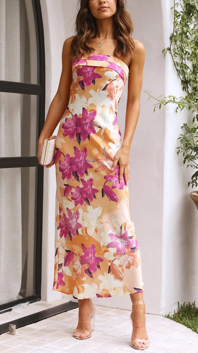 Mouwloze Bloemen Maxi Jurk Met Vloeiende Zomer Silhouet-Zomer Jurken-Calora-Roze-8 - 10 (S)-Calora
