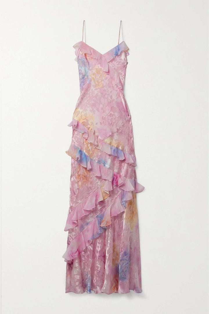 Mouwloze Lange Jurk Voor Dames Elegant Zomer En Avond-Zomer Jurken-Calora-Roze-6 - 8 (S)-Calora