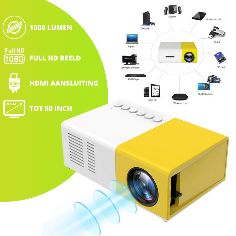 Multibeam | Draagbare Beamer Projector 3.0-Elektronica/Gadgets-Calora-Geel-Calora