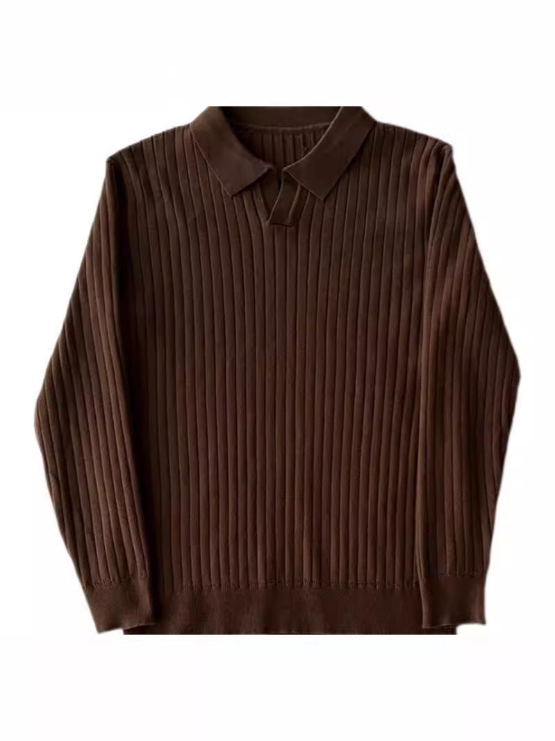 CALORA_ Muscle Fit Polo Trui met Lange Mouwen