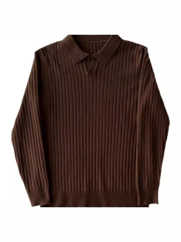 CALORA_ Muscle Fit Polo Trui met Lange Mouwen