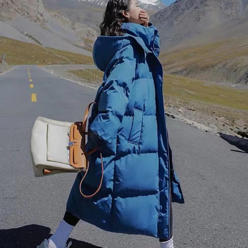 Mystella | Warme Elegante Lange Winterjas met Capuchon-Zomer Jassen-Calora-Bruin-S-Calora
