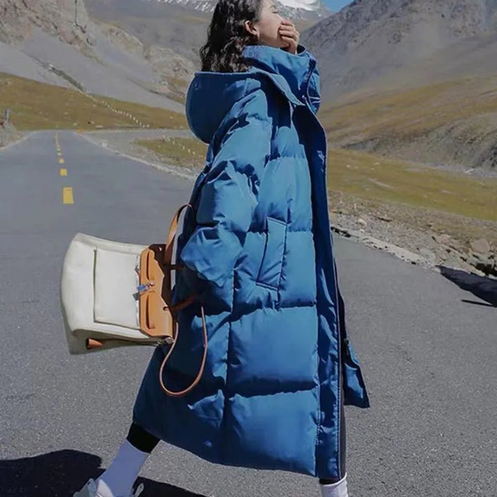 Mystella | Warme Elegante Lange Winterjas met Capuchon-Zomer Jassen-Calora-Bruin-S-Calora