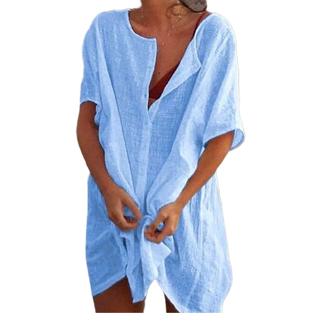 Nepos | Katoen Linnen Shirt-Shirts & Topjes-Calora-Wit-S-Calora