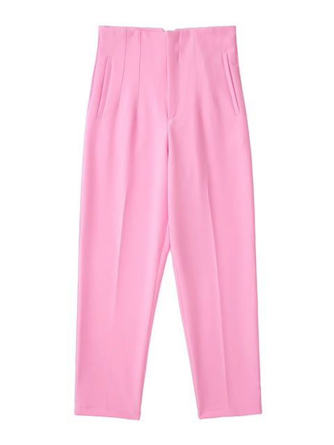 Nette Kleurrijke Dames Pantalon met Hoge Taille-Pantalons-Calora-Roze-34-Calora