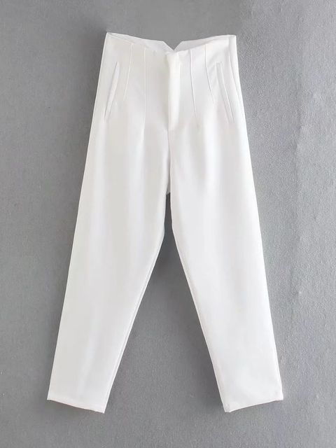 Nette Kleurrijke Dames Pantalon met Hoge Taille-Pantalons-Calora-Wit-34-Calora