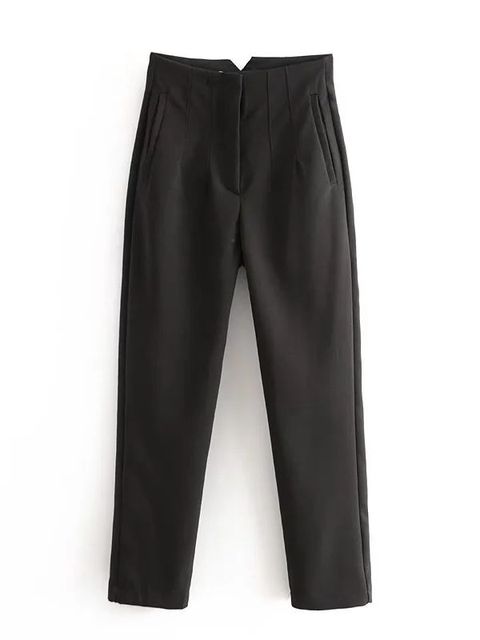Nette Kleurrijke Dames Pantalon met Hoge Taille-Pantalons-Calora-Zwart-34-Calora