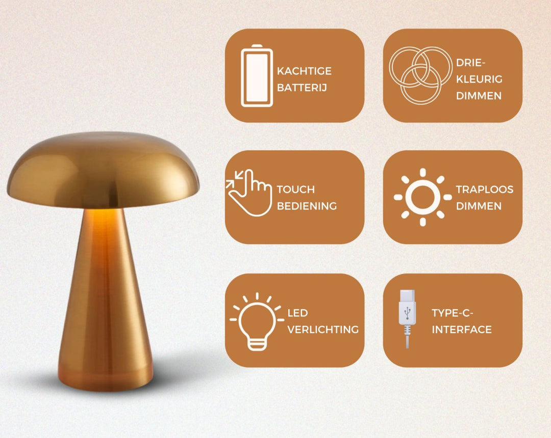 NightGlow | Draadloze Touch Nachtlamp-Elektronica/Gadgets-Calora-Koper-Calora