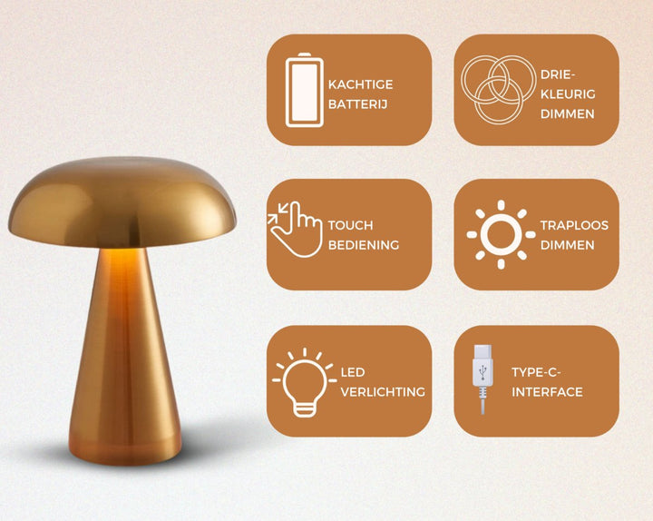 NightGlow | Draadloze Touch Nachtlamp-Elektronica/Gadgets-Calora-Koper-Calora