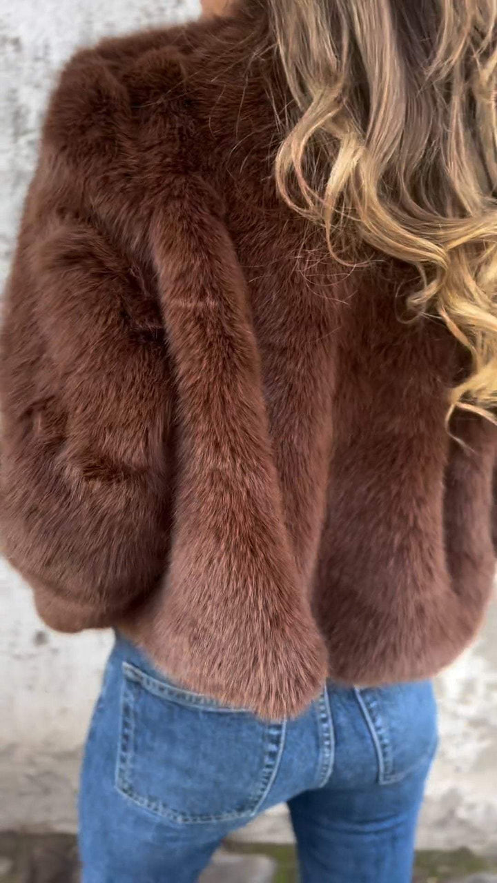 Nimara | Warme Elegante faux fur Overgangsjas-Zomer Jassen-Calora-Bruin-S-Calora