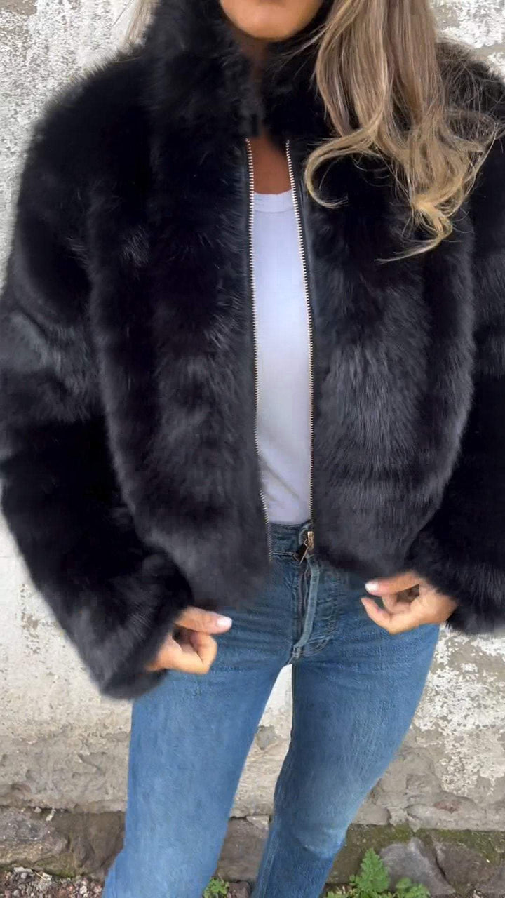 Nimara | Warme Elegante faux fur Overgangsjas-Zomer Jassen-Calora-Zwart-S-Calora